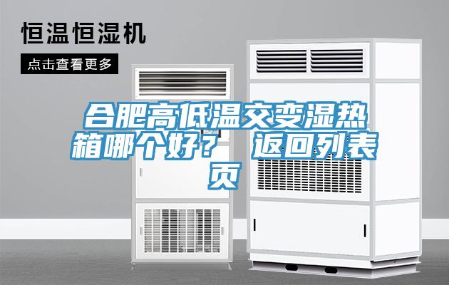 合肥高低溫交變濕熱箱哪個好？ 返回列表頁